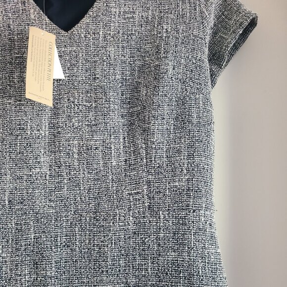 Banana Republic Dress Womens 10 Blue White Tweed Short Sleeve Sheath Career Chic - Picture 7 of 10